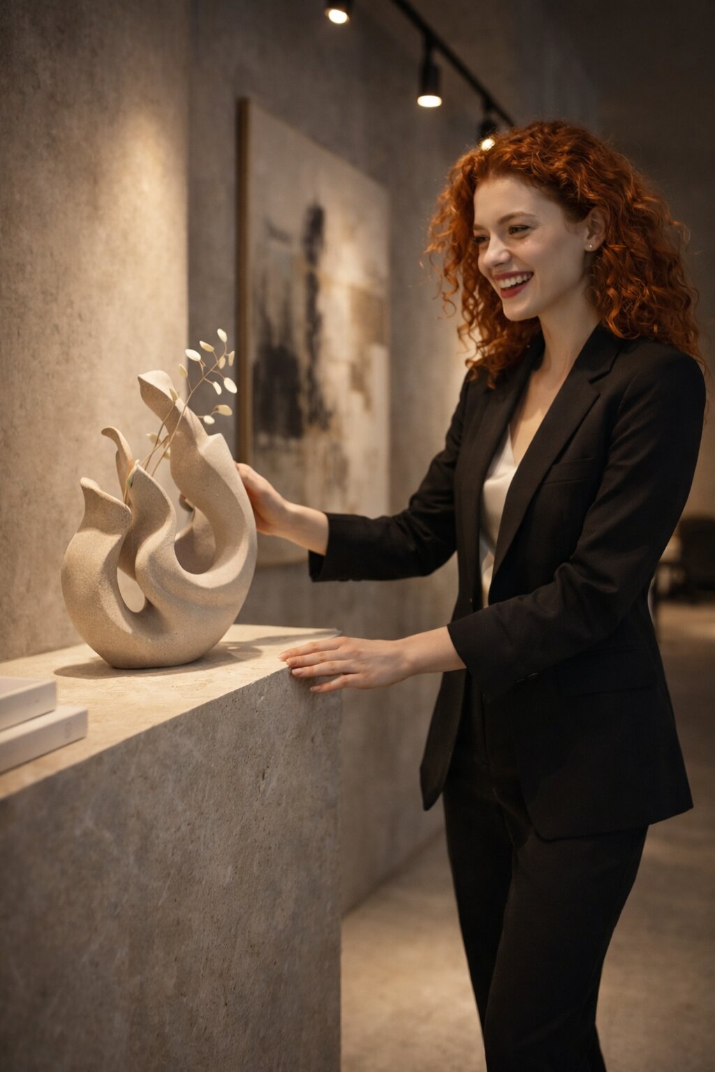 стеклянная ваза необычной формы на столе — крупный план