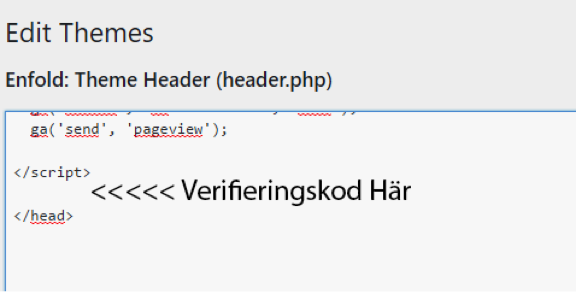 Затем найдите тег </ head> и вставьте тег HTML, предоставленный Google
